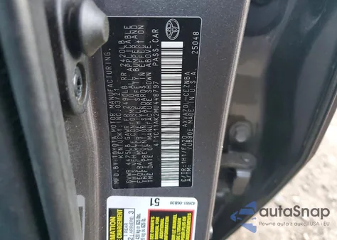 2021 Toyota Camry Le z USA, uszkodzony, nr VIN 4T1C11AK2MU448797